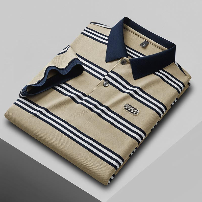 de787-Men's business high-end short-sleeved polo shirt