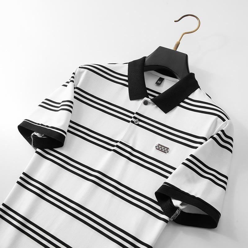 de787-Men's business high-end short-sleeved polo shirt