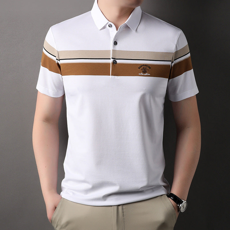 de790-Men's summer fashion striped T-shirt