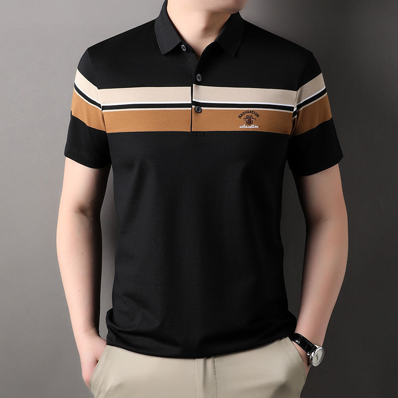 de790-Men's summer fashion striped T-shirt