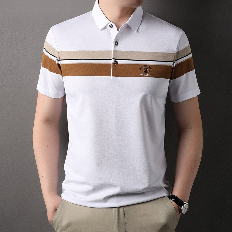 de790-Men's summer fashion striped T-shirt