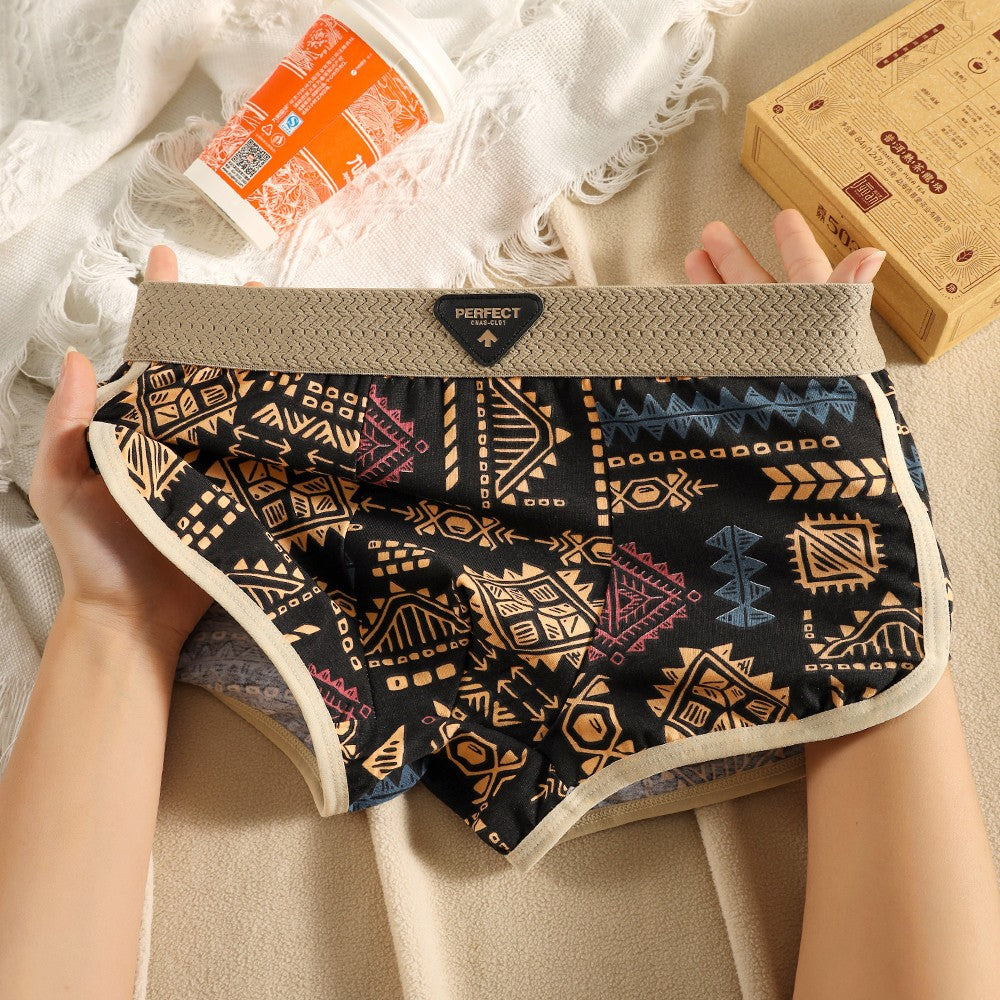 bk548-Men's American retro ethnic style pure cotton panties