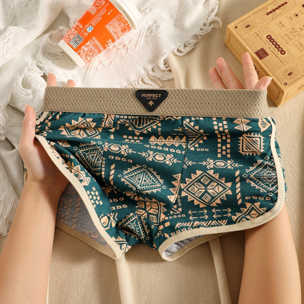 bk548-Men's American retro ethnic style pure cotton panties