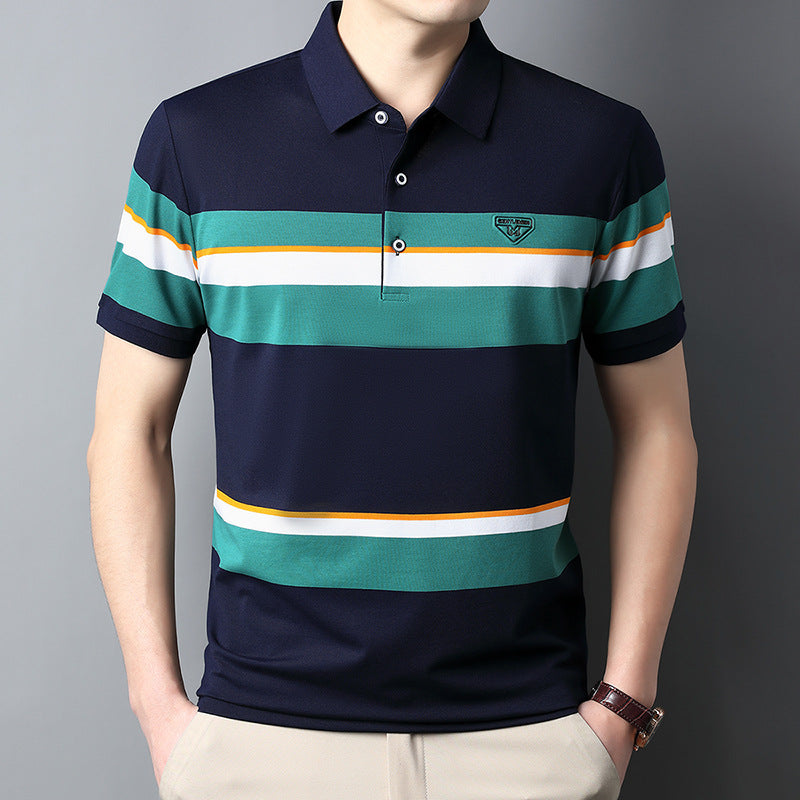 Men's summer long-staple cotton short-sleeved polo shirt
