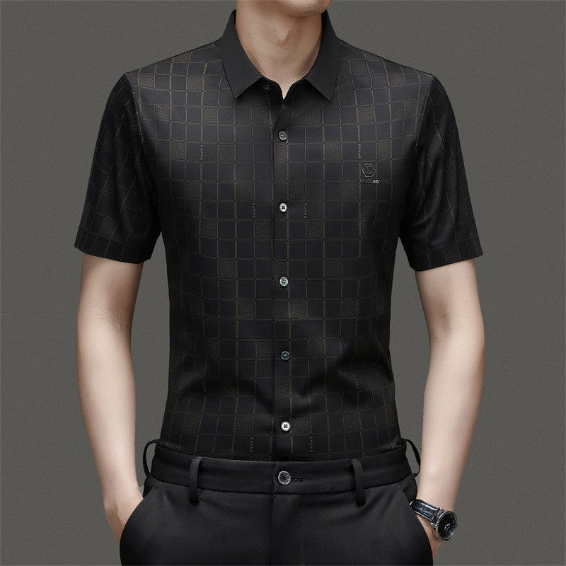 de802-Men's summer business short-sleeved shirt