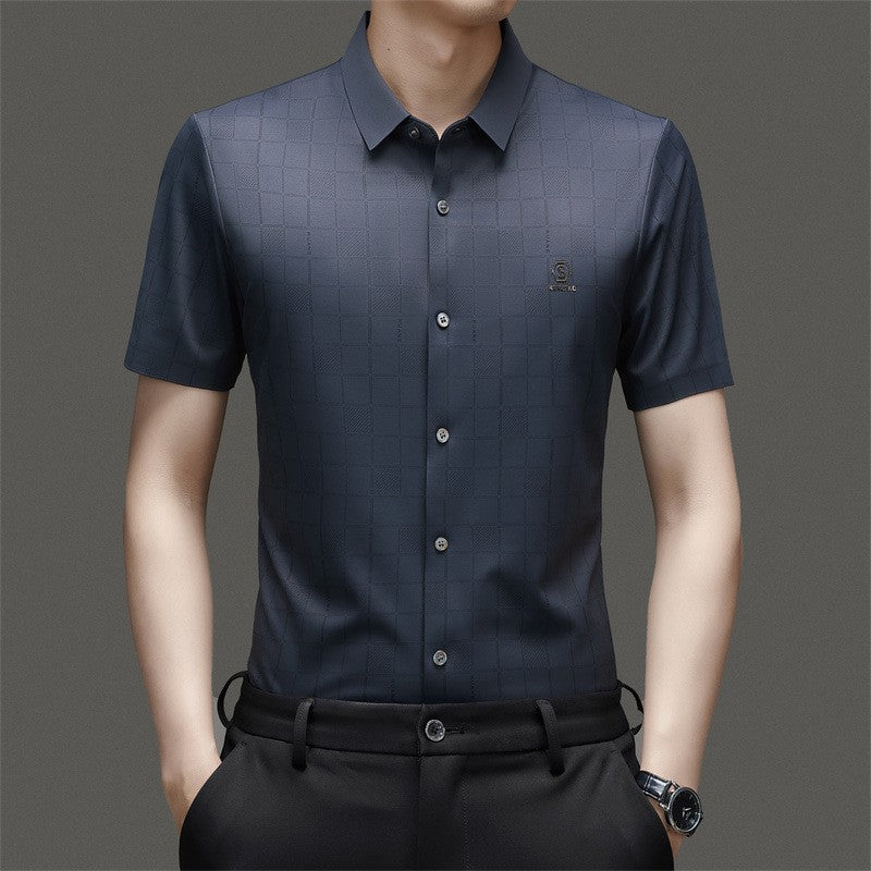 de802-Men's summer business short-sleeved shirt