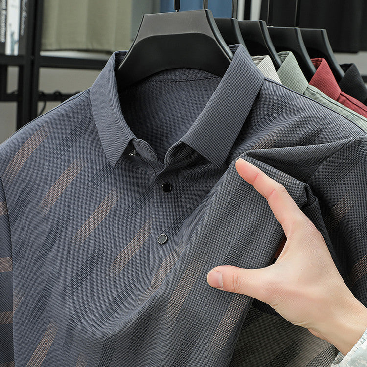 Men's Color Block Printed Short Sleeve POLO Shirt(you358)