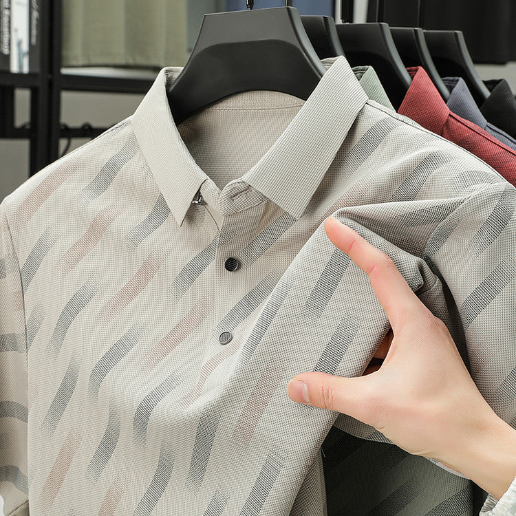 Men's Color Block Printed Short Sleeve POLO Shirt(you358)
