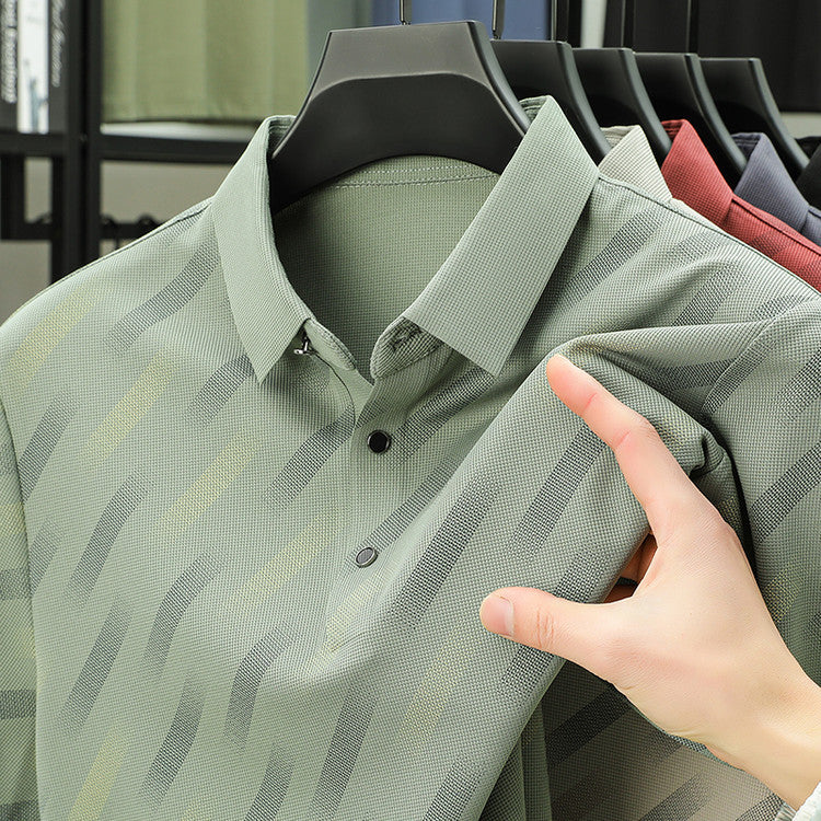 Men's Color Block Printed Short Sleeve POLO Shirt(you358)