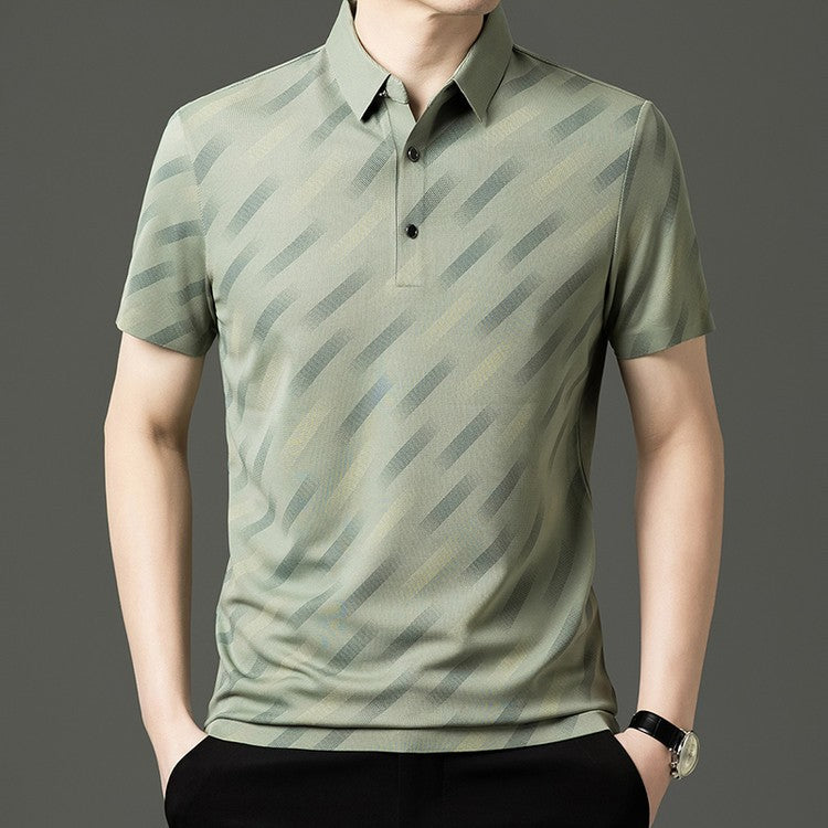 Men's Color Block Printed Short Sleeve POLO Shirt(you358)