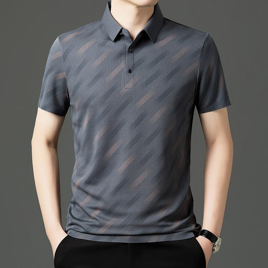 Men's Color Block Printed Short Sleeve POLO Shirt(you358)
