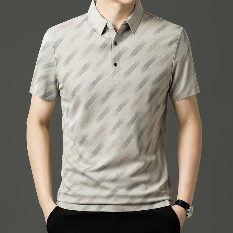 Men's Color Block Printed Short Sleeve POLO Shirt(you358)