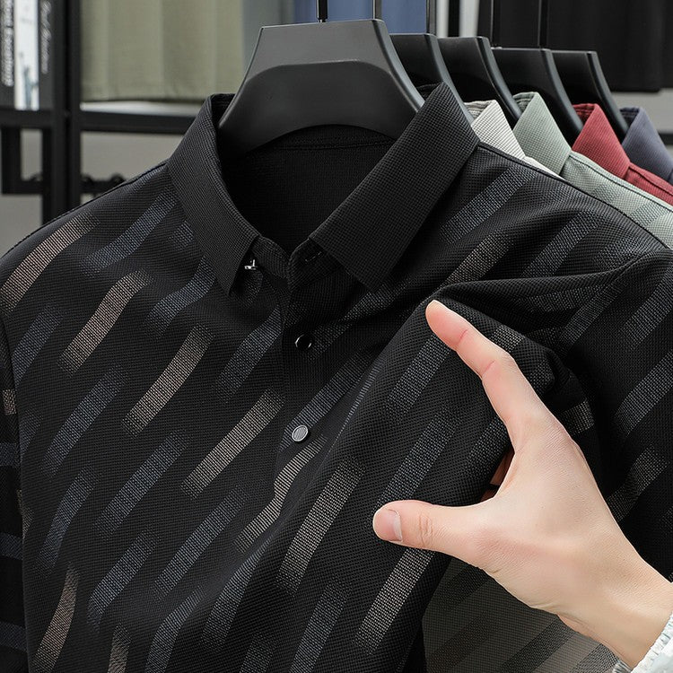 Men's Color Block Printed Short Sleeve POLO Shirt(you358)