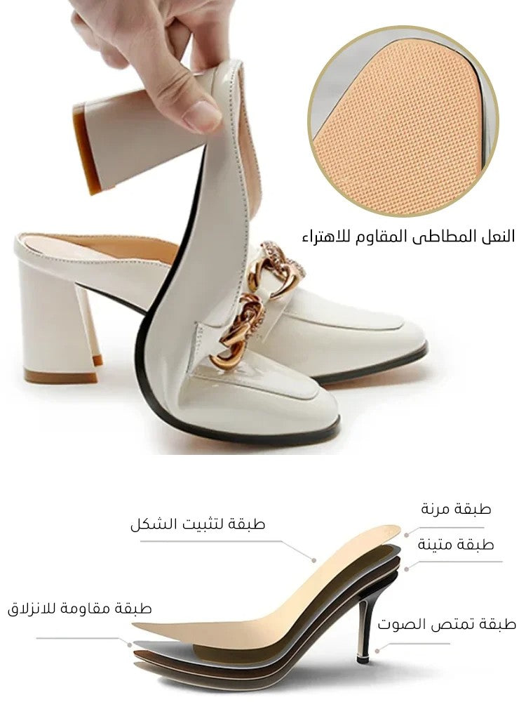 Women's spring and summer high heel closed toe half slippers(cm285)