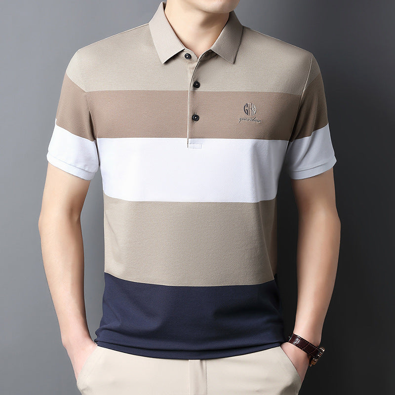 Men's summer long-staple cotton short-sleeved polo shirt