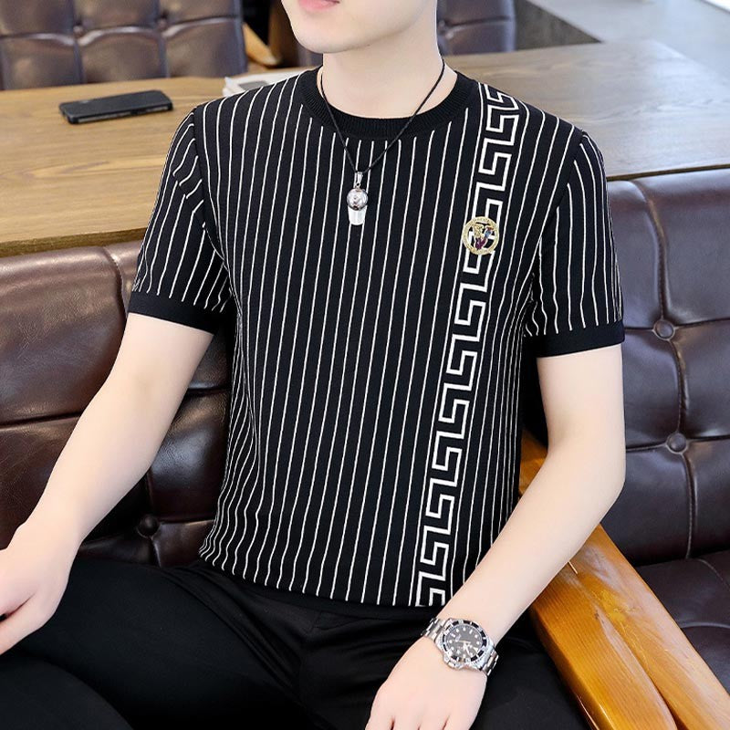 luu267-Men's knitted ice silk short-sleeved T-shirt