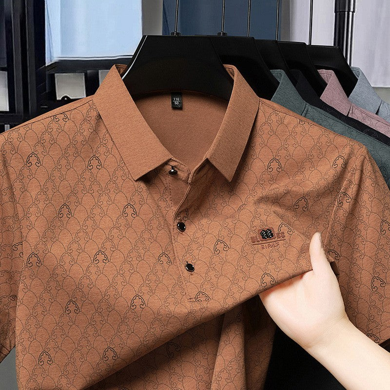 luu464-Men's Printed Short Sleeve Polo Shirt