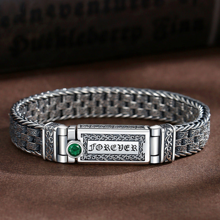 rob1-High-end Seiko Eternal Rattan Grass Pattern Retro Bracelet for Men