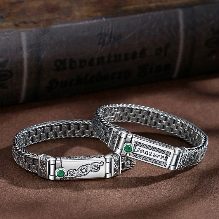 rob1-High-end Seiko Eternal Rattan Grass Pattern Retro Bracelet for Men