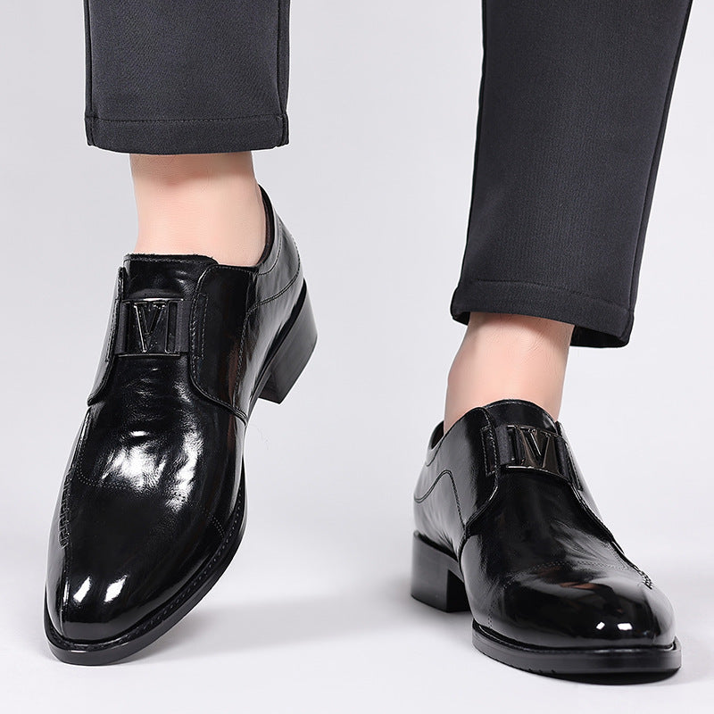 Men's leather automatic buckle business formal leather shoes
