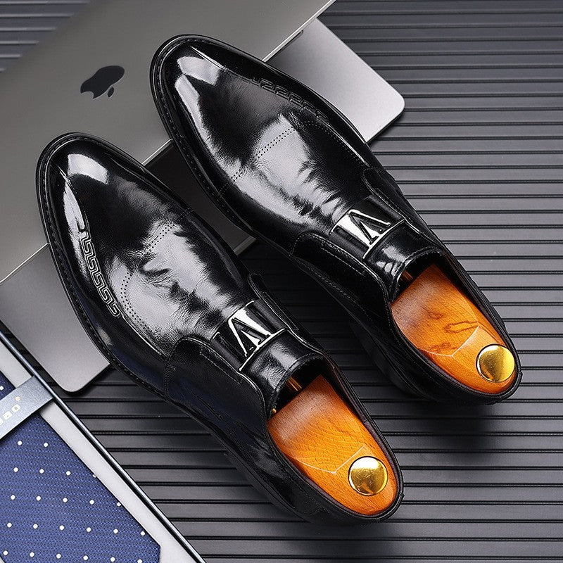 Men's leather automatic buckle business formal leather shoes