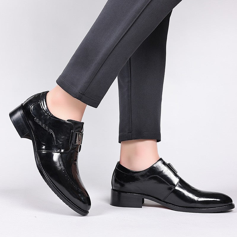 Men's leather automatic buckle business formal leather shoes