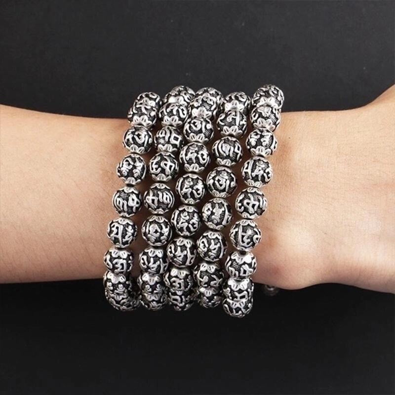 Men's six-character mantra heart sutra buddha beads bracelet(cm309)