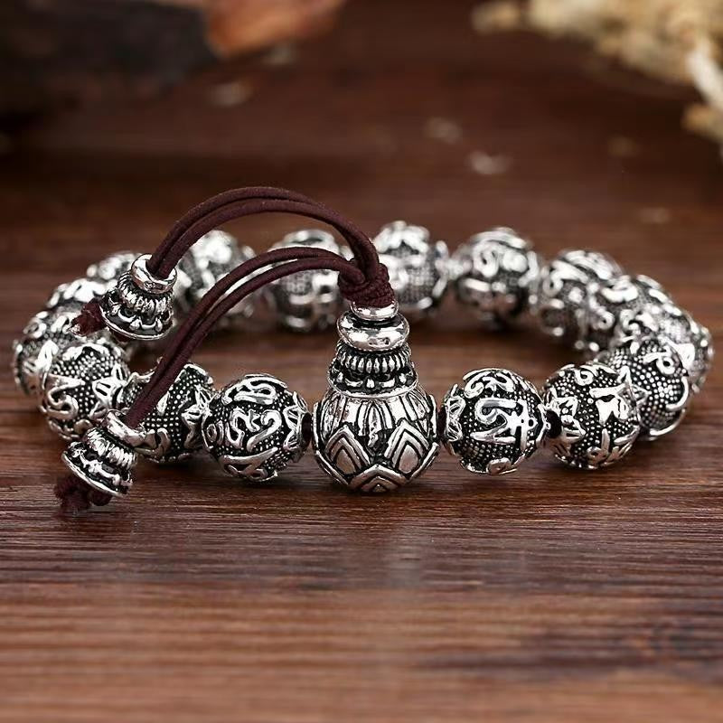 Men's six-character mantra heart sutra buddha beads bracelet(cm309)