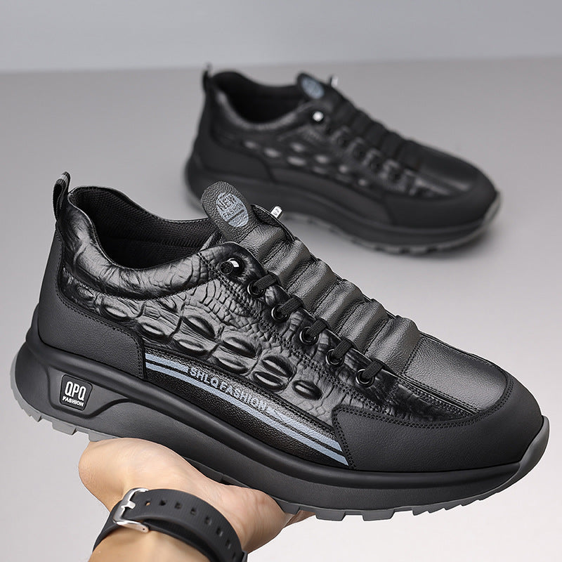 Men's lightweight and breathable cowhide casual shoes