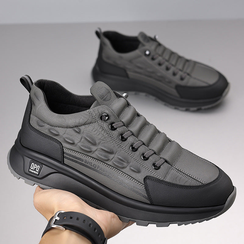 Men's lightweight and breathable cowhide casual shoes