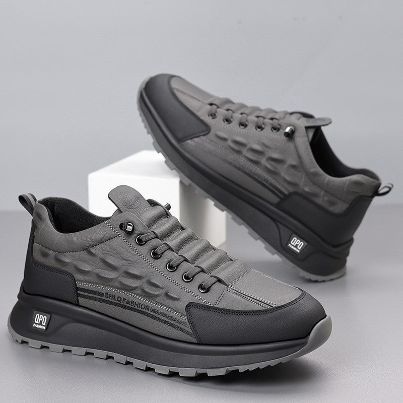 Men's lightweight and breathable cowhide casual shoes