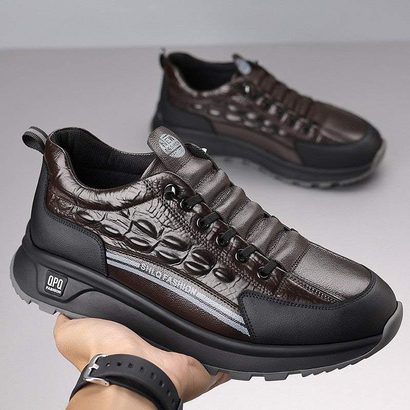 Men's lightweight and breathable cowhide casual shoes