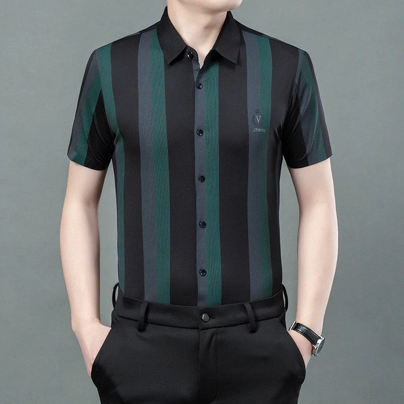 Summer men's striped shirt short sleeve shirt