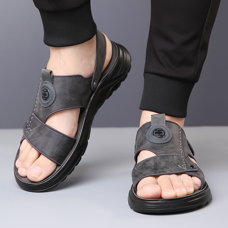 cf290-Men's summer breathable casual leather sandals