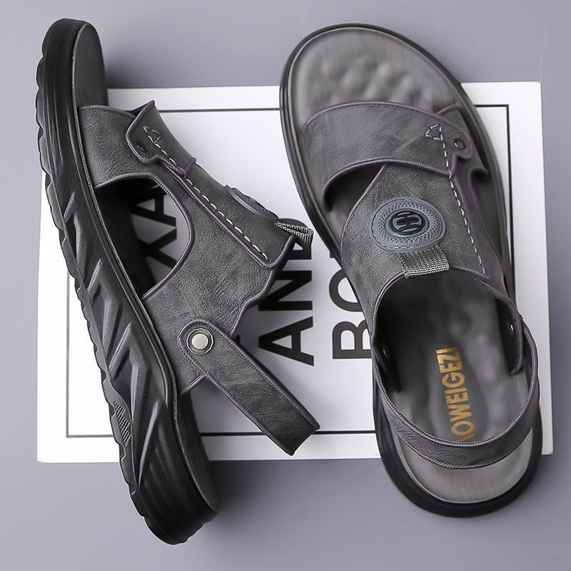 cf290-Men's summer breathable casual leather sandals