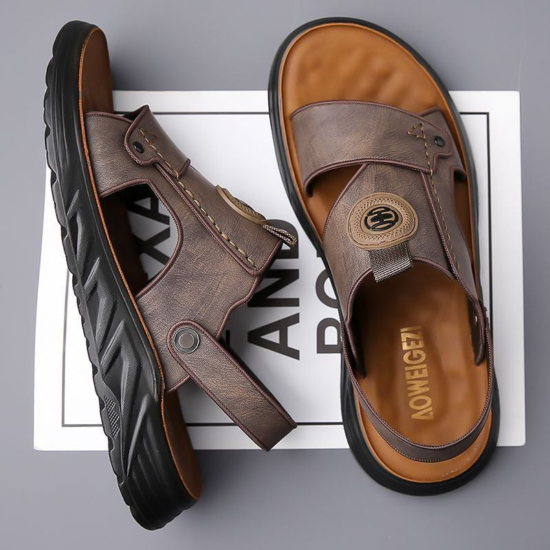 cf290-Men's summer breathable casual leather sandals
