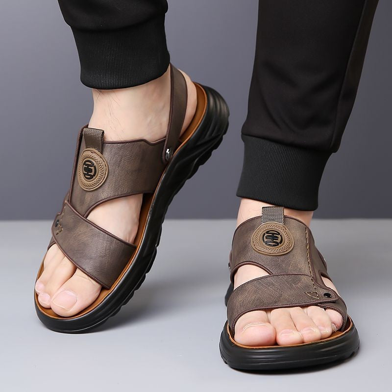 cf290-Men's summer breathable casual leather sandals