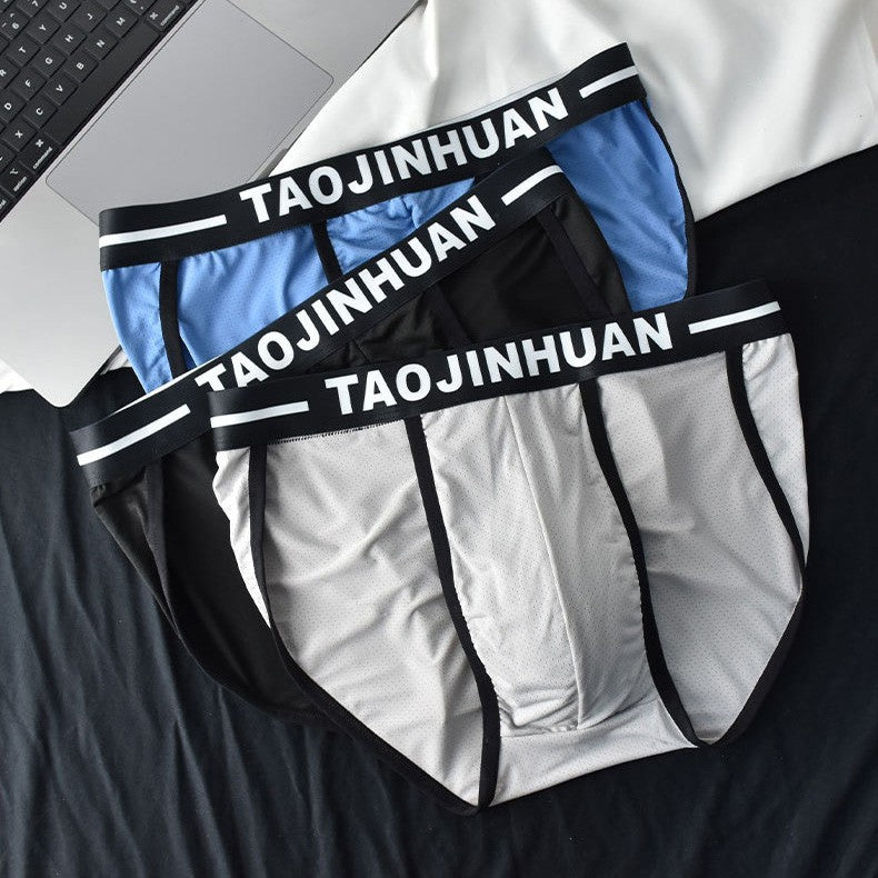 【5pcs/Set】Ice silk mesh breathable men's underwear(you368)