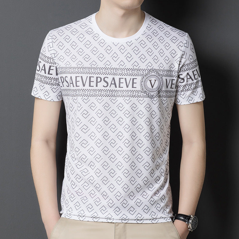 Ice Silk Casual Round Neck Men's Short Sleeve Shirt(you369)