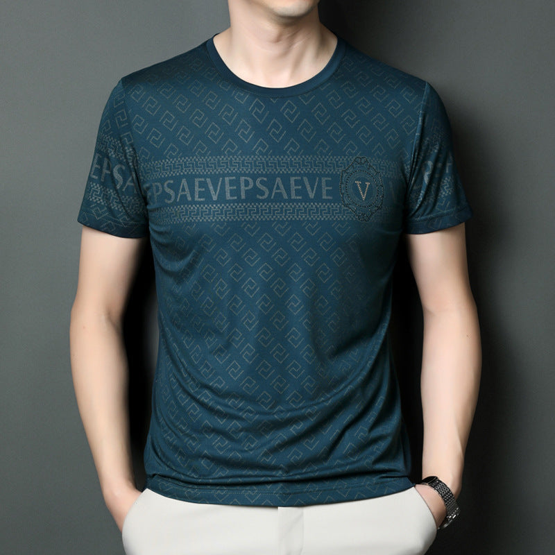 Ice Silk Casual Round Neck Men's Short Sleeve Shirt(you369)