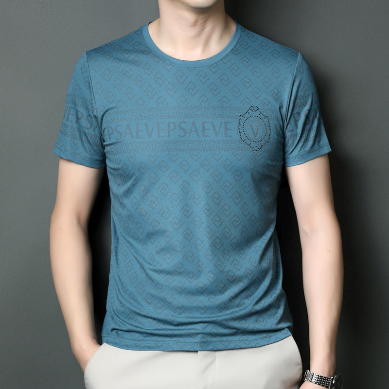 Ice Silk Casual Round Neck Men's Short Sleeve Shirt(you369)