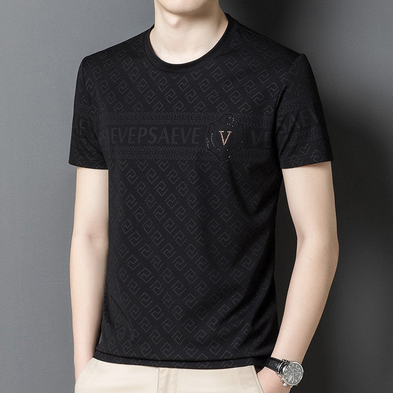 Ice Silk Casual Round Neck Men's Short Sleeve Shirt(you369)