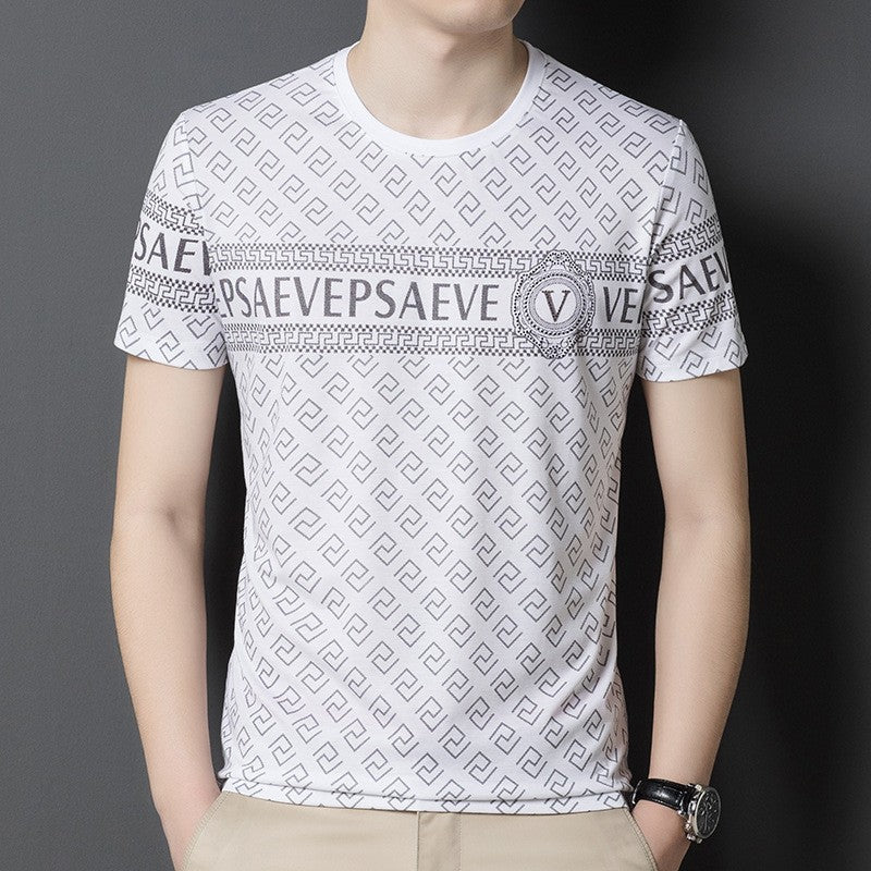 Ice Silk Casual Round Neck Men's Short Sleeve Shirt(you369)