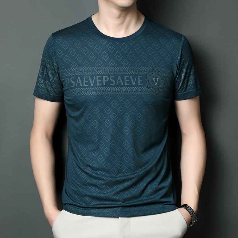 Ice Silk Casual Round Neck Men's Short Sleeve Shirt(you369)