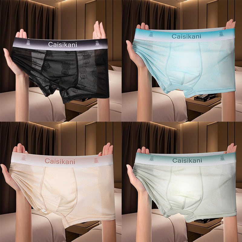 【1set 4pcs】Men's Ice Silk Mesh Sexy Briefs(you371)