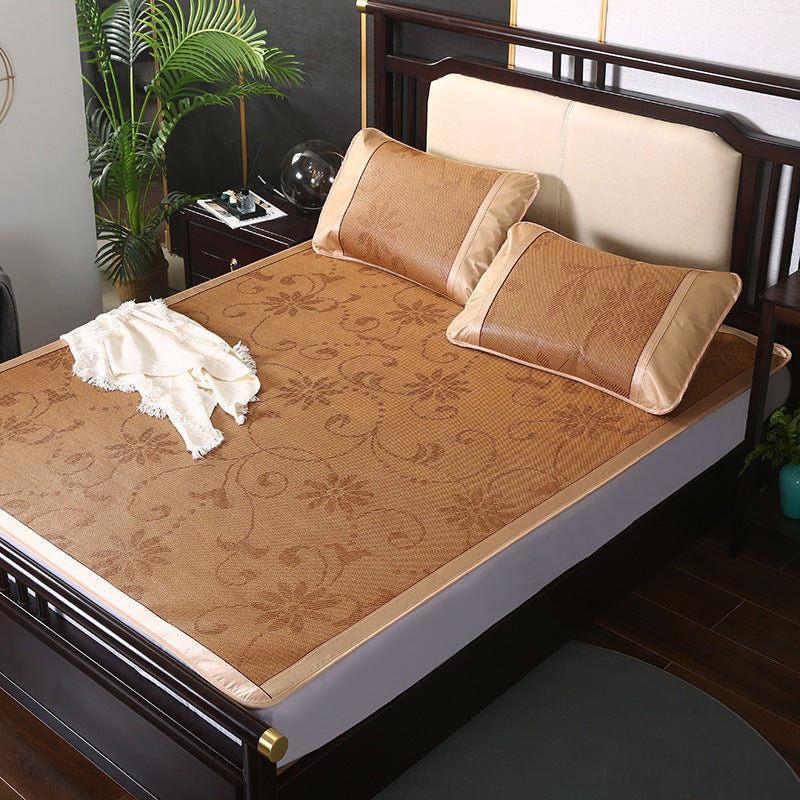 ae860-Summer three-piece ancient rattan mat bedding set