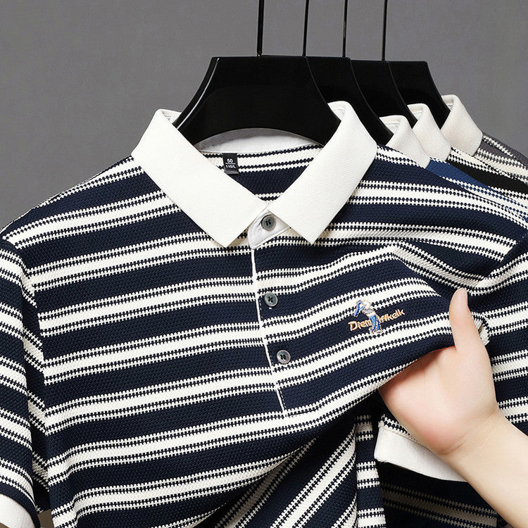 Men's summer ice silk high elastic short sleeve shirt