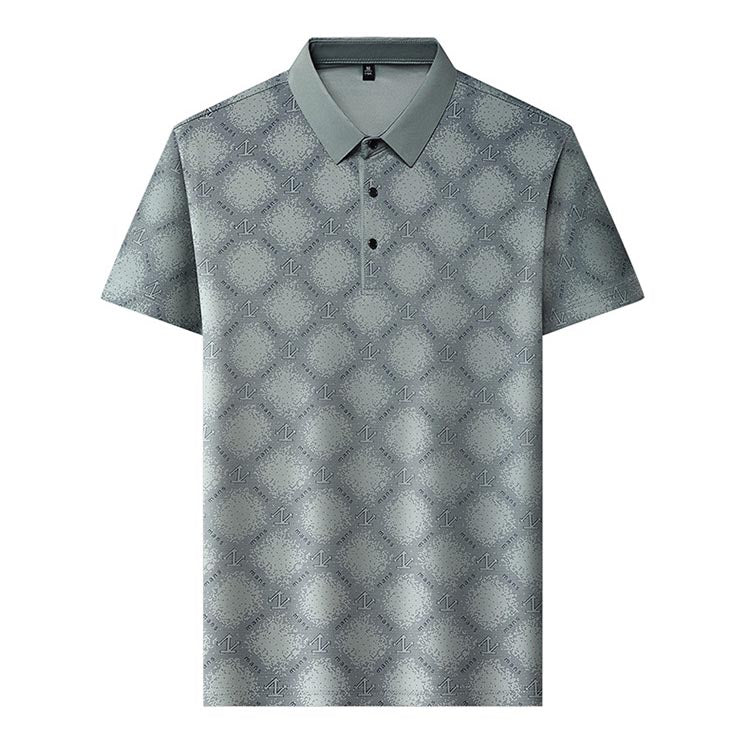 Summer Men's Jacquard Lapel Short Sleeve Polo Shirt