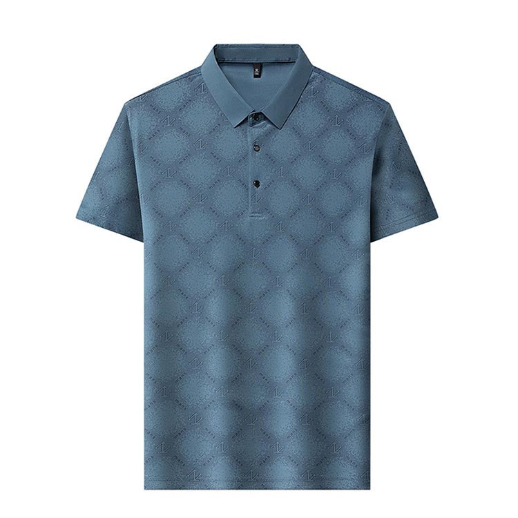Summer Men's Jacquard Lapel Short Sleeve Polo Shirt