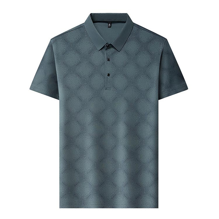 Summer Men's Jacquard Lapel Short Sleeve Polo Shirt